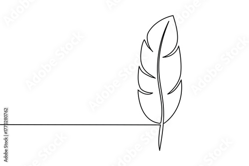 Minimal continuous line feather outline drawing vector illustration