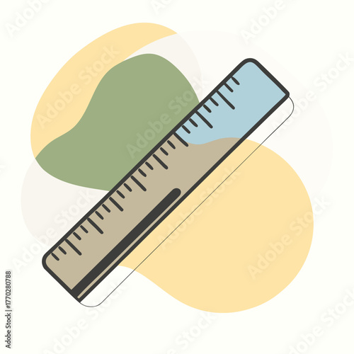 Ruler with Abstract Shapes Background measuring tool