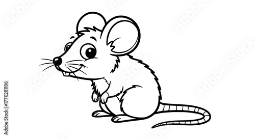 Cute Cartoon Mouse Posing Playfully in White Background Illustration for Children's Education Projects, Storybooks, and Animated Characters Design, Featuring Whimsical Animal, Graphic Resource, Mascot