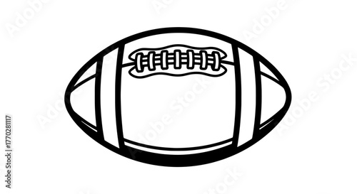 Detailed American Football Outline Graphic for Sports Designs and Team Branding on White Background, Ideal for Game Day Promotions and Athlete Motivation, Black and White, Vector Illustration for Webs