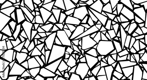 Abstract Shattered Glass Background Design with Geometric Fragments, Broken Pieces for Modern Presentation, Website and Marketing Material, Seamless Texture in Black and White for Technological Innova