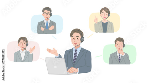 オンライン会議中のビジネスチーム