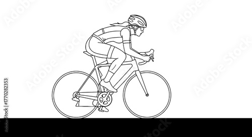Athletic Cyclist Riding Road Bike with Aerodynamic Form, Exercising Outdoors for Fitness and Competition, a Vector Illustration Ideal for Sports and Recreation, Advertising Wellness and Active Lifesty