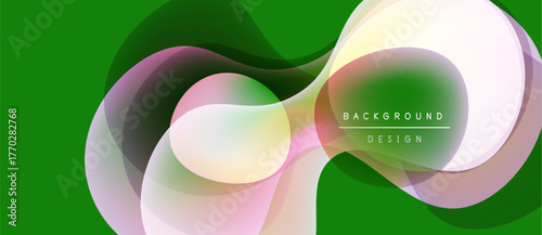 Abstract flowing shapes, green background. Soft colors blend, creating dynamic visual effect. Modern design element for backgrounds.