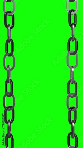 Two Metal Chains Rising on Both Sides Green Screen Loop