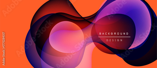 Abstract flowing shapes create infinity symbol. Vibrant colors blend, orange backdrop enhances visual impact. Modern design element.