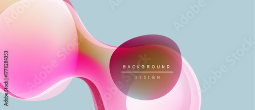 Abstract fluid shapes, pink hues blend into light blue. Text reads background design. Modern, minimalist aesthetic.