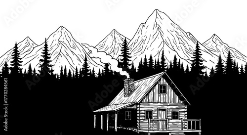 Secluded Cabin Retreat Amidst Majestic Mountain Peaks: Tranquil Getaway in Nature's Embrace, a Wilderness Sanctuary for Relaxation and Reflection, Promoting Sustainable Tourism and Eco-Conscious Livin