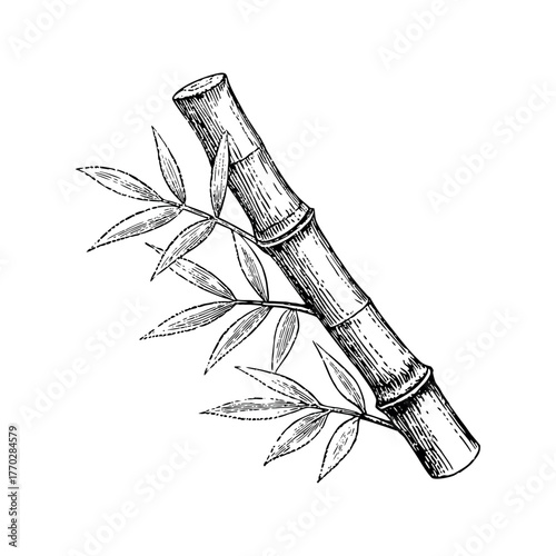 A hand-drawn sketch of bamboo stalks and leaves a natural element symbolizing strength and flexibility