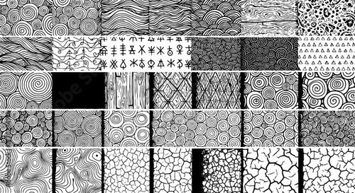 Collection of Abstract Hand-Drawn Patterns Backgrounds for Creative Projects: Seamless Texture Designs, Decorative Motifs, and Artistic Elements for Graphic Design, Textiles, Print, Branding, and Mode