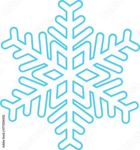 겨울 눈송이 하늘색 라인드로잉 아이콘(winter snowflake blue line drawing icon)