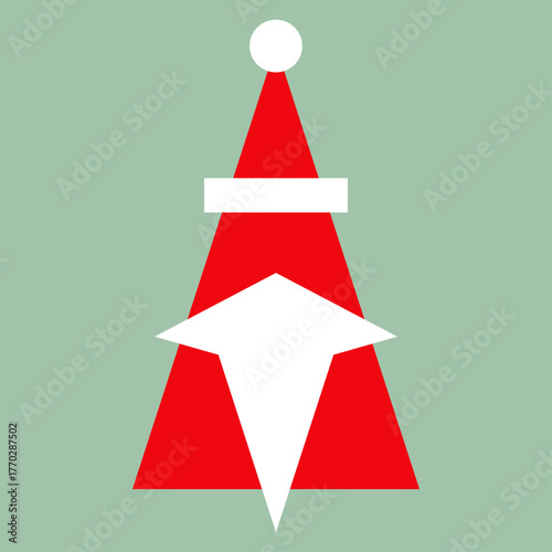 Logo con árbol de navidad como Santa Claus abstracto para tarjetas y felicitaciones de Navidad