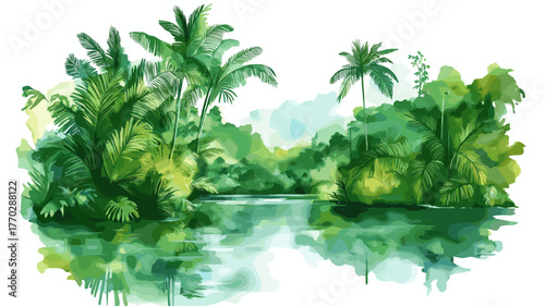 Amazon jungle. Amazon jungle hand drawn watercolor illustration