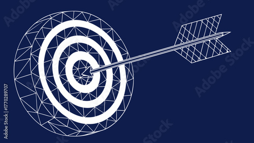 Abstract digital target with arrow in center, symbolizing focus and precision in achieving goals
