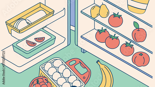Organized Refrigerator with Fresh Produce