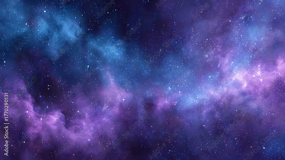 Fototapeta premium Cosmic nebula with stars in vibrant blue and purple hues a vast expanse of interstellar dust