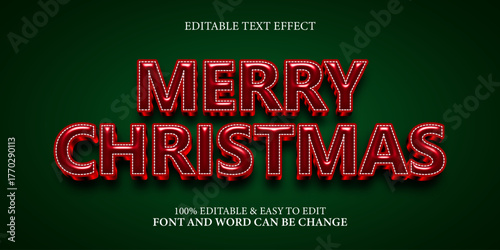 Merry Christmas text effect with bold 3d style that can be edited easily