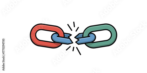 Broken Chain Link Illustration - Disconnect, Failure, or Weakness Concept