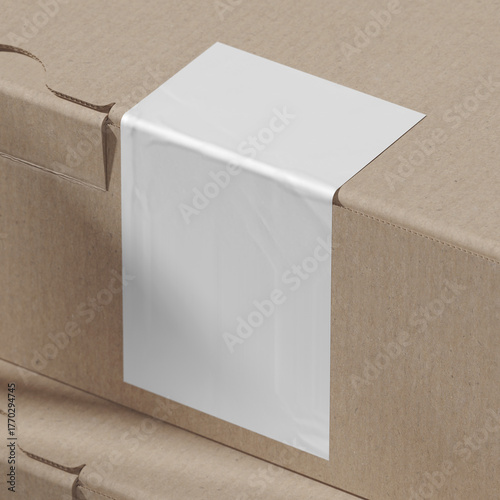 Corner box sticker mockup. 3D rendering