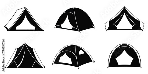 Camping Tent Silhouettes Set - Outdoor Adventure Icons