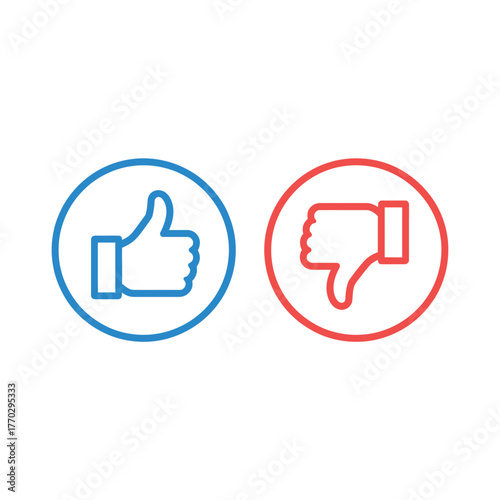 Like and Dislike Thumbs Up Thumbs Down Icons for Feedback and Social Media