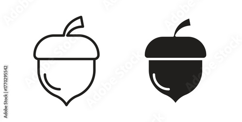 Acorn icon in doodle and stroke style.