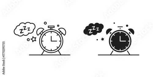 Alarm snooze icon in doodle and stroke style.