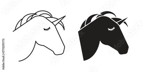 Alicorn icon in doodle and stroke style.