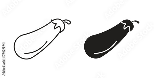 Aubergine icon in doodle and stroke style.