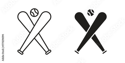 Baseball icon in doodle and stroke style.