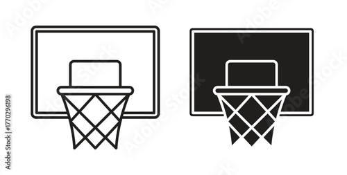 Basketball hoop icon in doodle and stroke style.