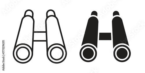 Binoculars icon in doodle and stroke style.