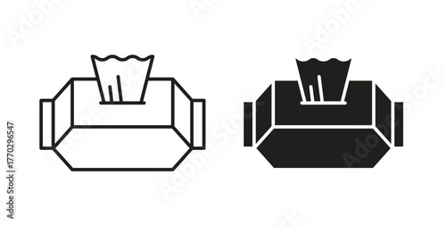Box tissue icon in doodle and stroke style.