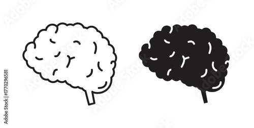 Brain icon in doodle and stroke style.