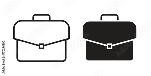 Briefcase icon in doodle and stroke style.