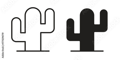Cactus icon in doodle and stroke style.
