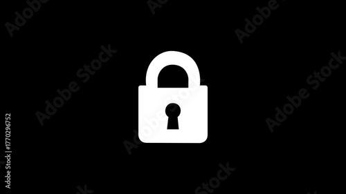 Security lock icon on black background.safety security privacy padlock icon. Simple security lock icon isolated with cyber security lock icon animation. Safety, security,lock, privacy, password icon.