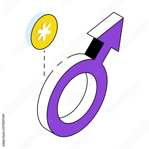 Editable design icon of male symbol, male gender vector