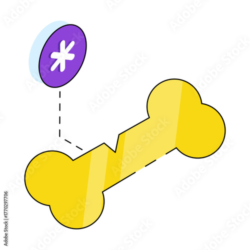A isometric design icon of broken bone 