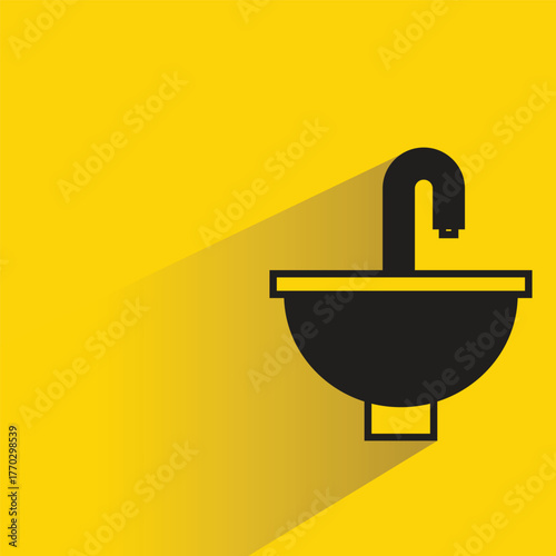 sink icon with shadow yellow background