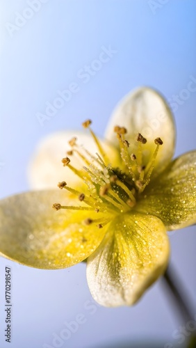 yellow flower with blue sky natural blur