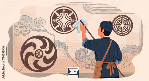 Craftsman Restoring Traditional Wall Murals With Delicate Touch