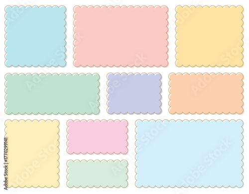 もこもこ四角の版ずれフレームセット/パステルカラー