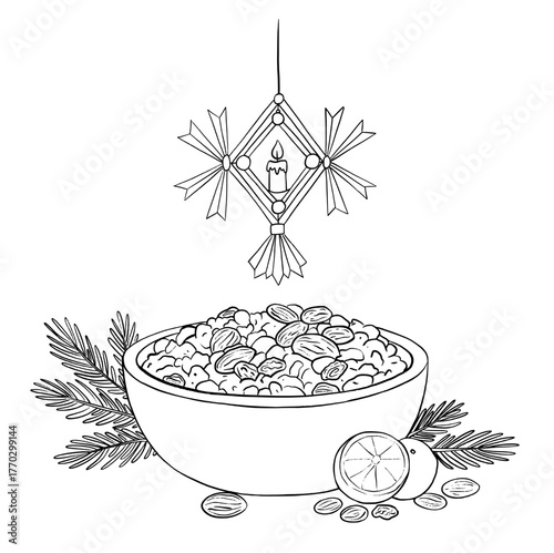 Winter  Lineart Food Kutia