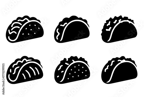 Vector Silhouette, Illustration of 6 Tacos