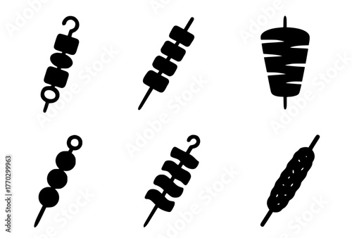 Vector Silhouette, Illustration of 6 Kebabs