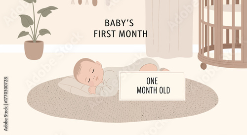 Celebrating Baby's First Month With A Peaceful Sleep Illustration