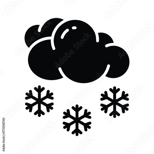 Cloud with snowflake design, representing cold winter weather flat icon