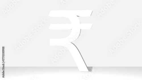 Perspective projections 3d Indian Rupee Sign character model icons on white background.  High detailed 3d Indian Rupee character. Animated Video