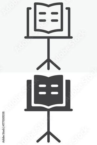 Music stand vector icon set in line and solid style
